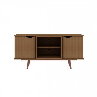 Manhattan Comfort 18PMC5 Hampton 53.54 TV Stand with 4 Shelves and Solid Wood Legs in Maple Cream